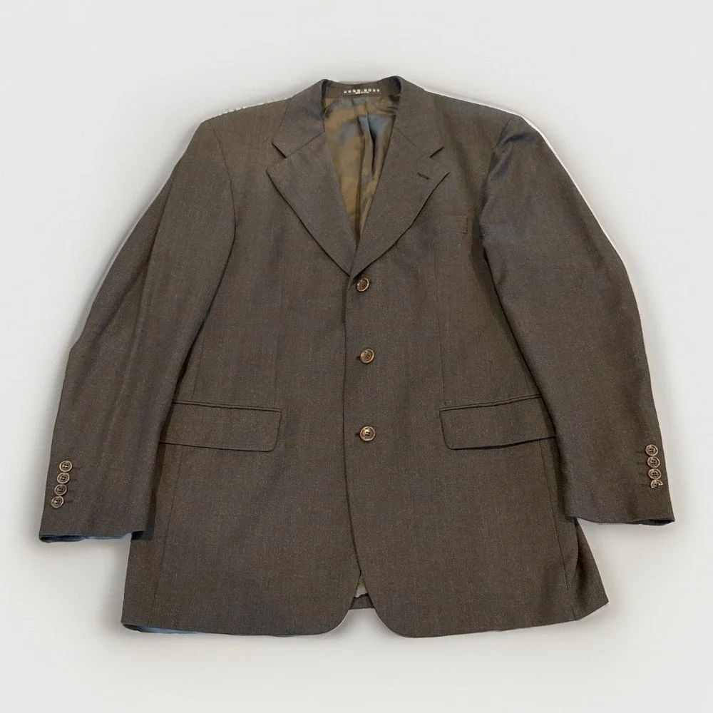 VTG Hugo Boss Vitale Barberis Canonico Blazer Mens 40R Gray All Wool Jacket Coat